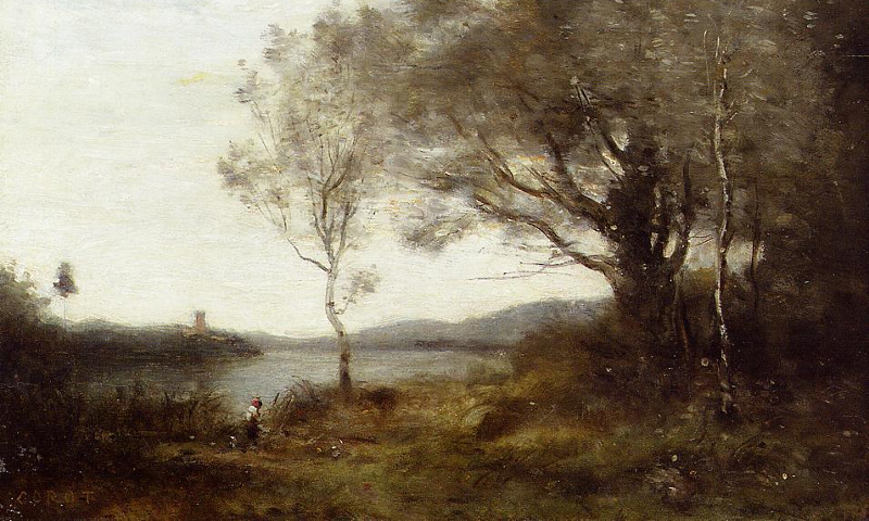 Camille Corot, Strolling along the Banks of a Pond