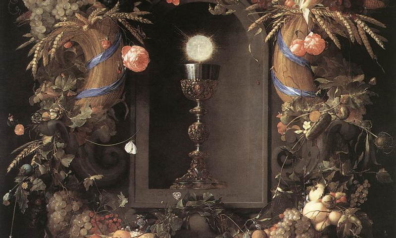 Jan Davidszoon de Heem — Eucharist in Fruit Wreath