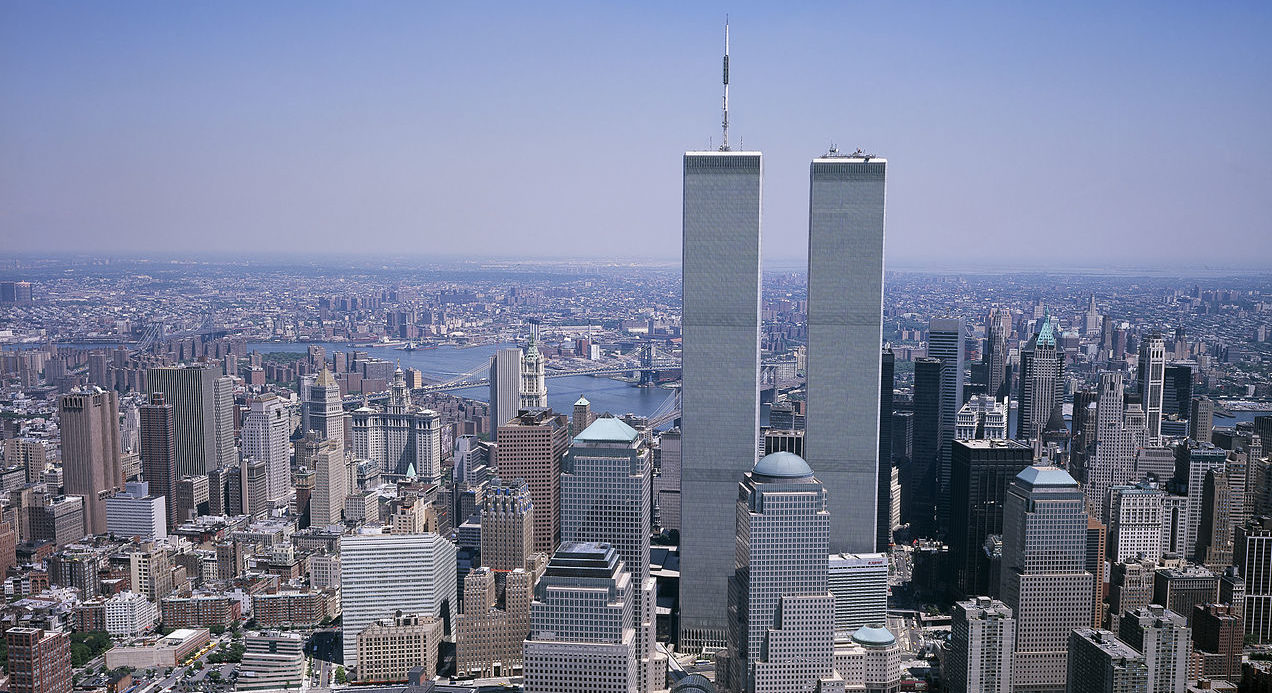 Battery Park City and the former Twin Towers at the World Trade Center