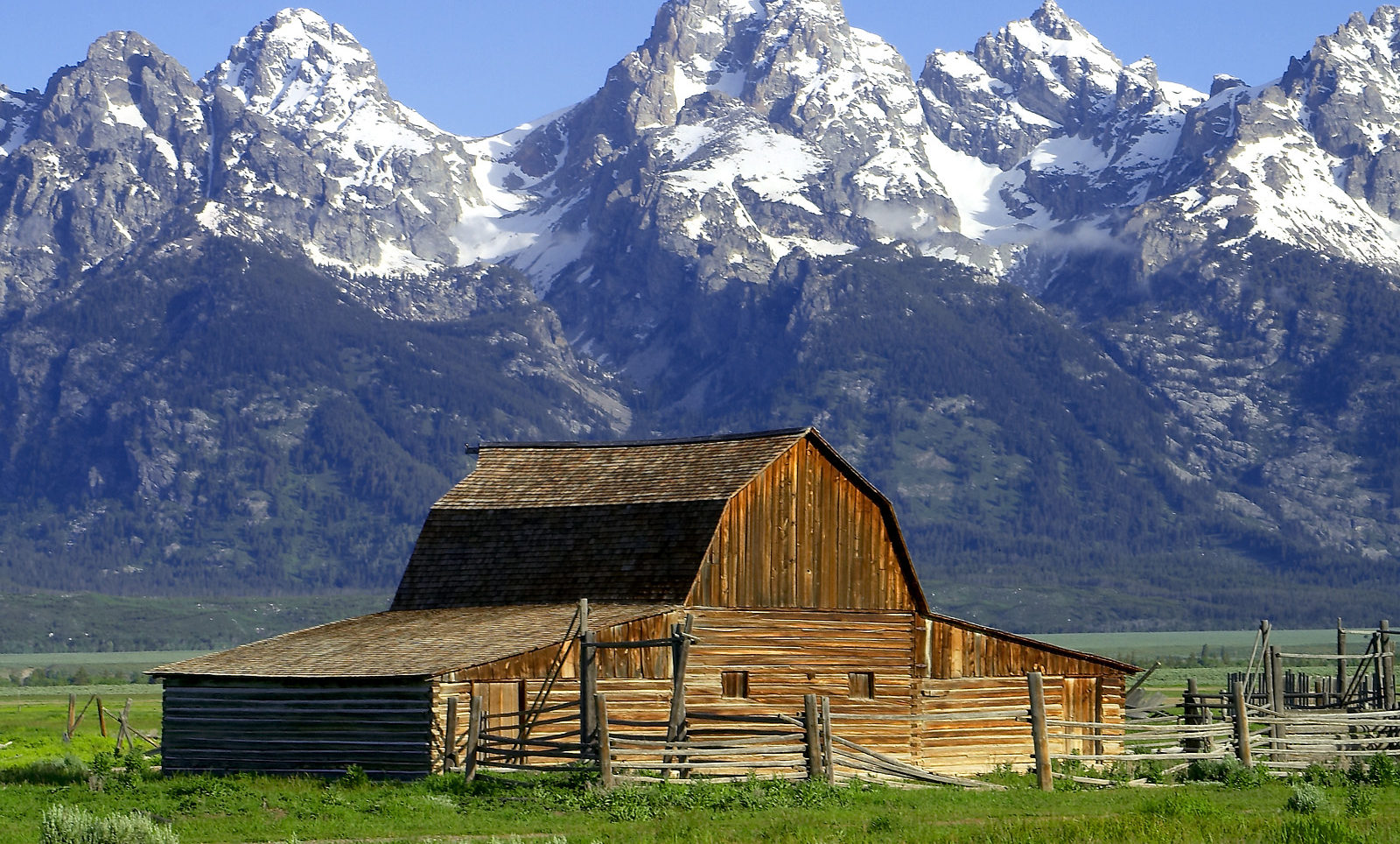 The John Moulton Barn on Mormon Row at the base of the Grand Tetons, Wyoming