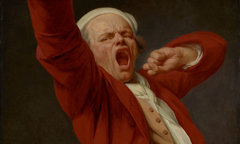 Joseph Ducreux (French, 1735 - 1802) Self-Portrait, Yawning, by 1783, Oil on canvas 117.8 × 90.8 cm (46 3/8 × 35 3/4 in.) The J. Paul Getty Museum, Los Angeles